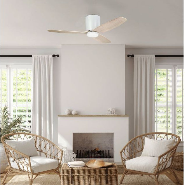 SEACLIFF 44 DC Hugger Ceiling Fan with LED Light Matte White