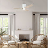 SEACLIFF 44 DC Hugger Ceiling Fan with LED Light Matte White