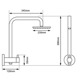 10'' Round Shower Station Top Water Inlet - Chrome Technical Drawing