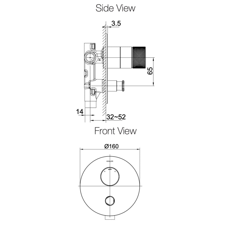 KOHLER Components Shower/Bath With Diverter Mixer Thin Trim - Oyl Handle