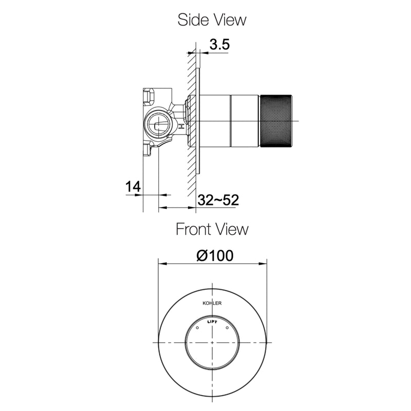 KOHLER Components Shower/Bath Mixer Thin Trim - Oyl Handle