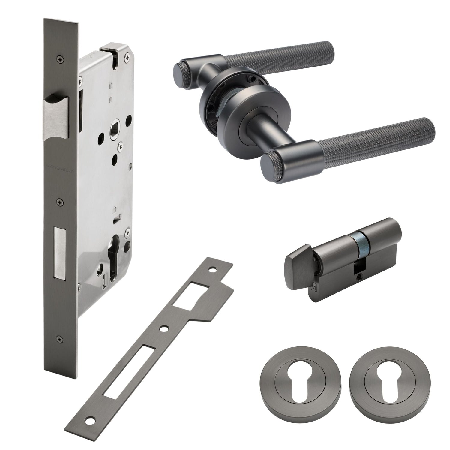 Manovella Entrance Door Kit- Rosedale-Gunmetal