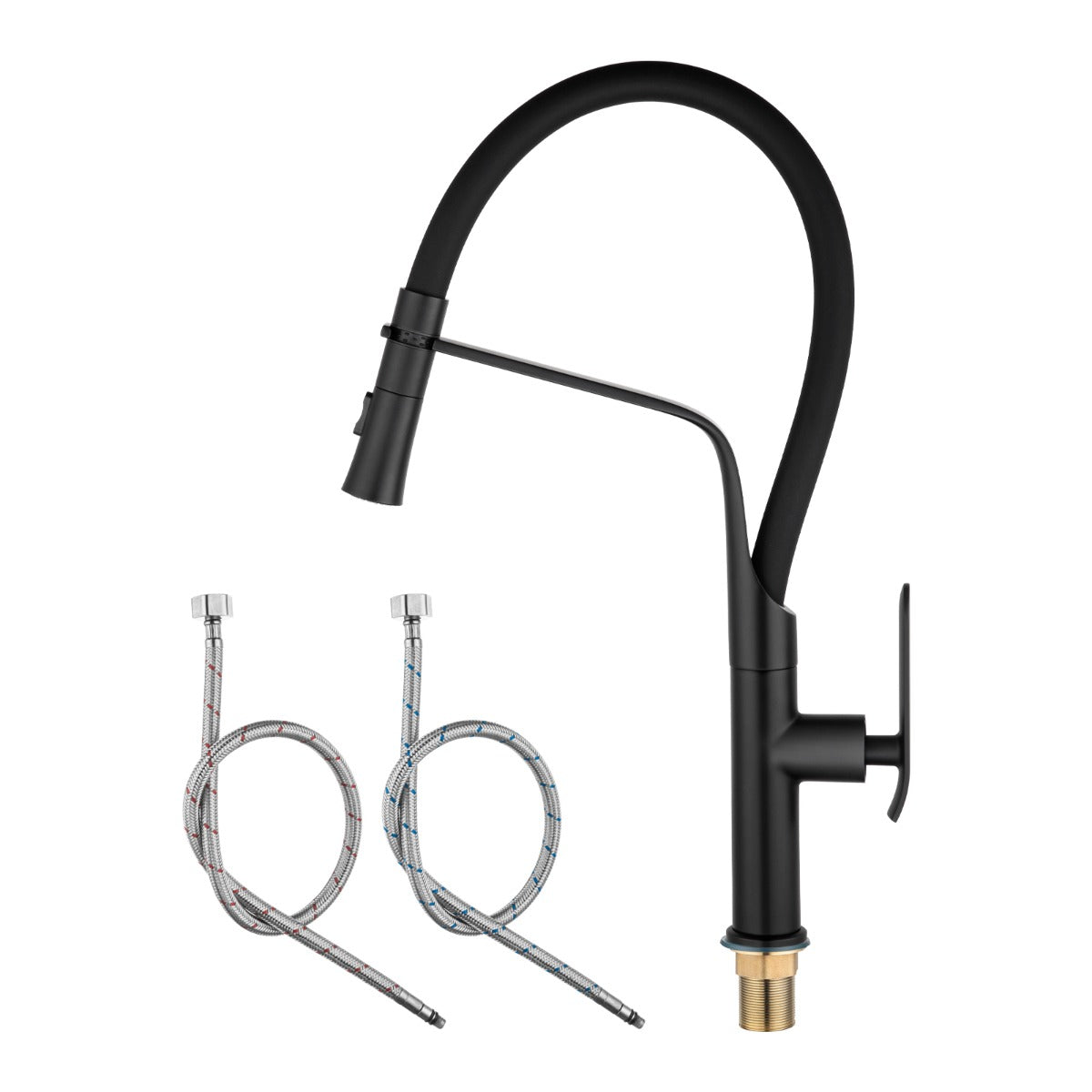 Round Pull Out Kitchen Sink Mixer Tap - Matte Black