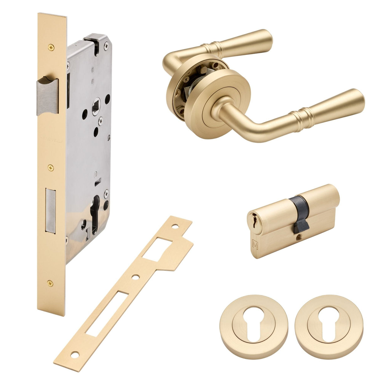 Manovella Entrance Door Kit- Lexton-Satin Brass