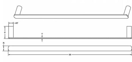 VETTO Single Towel Rail (600mm) - Brushed Gun Metal
