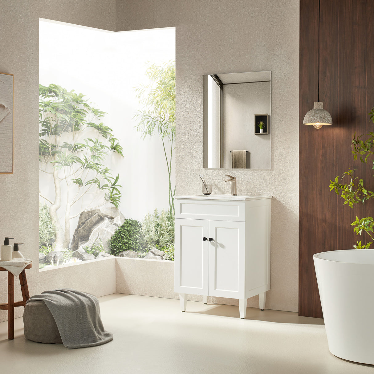 Harrington Floor PVC Cabinet Vanity 600mm (Matte White)