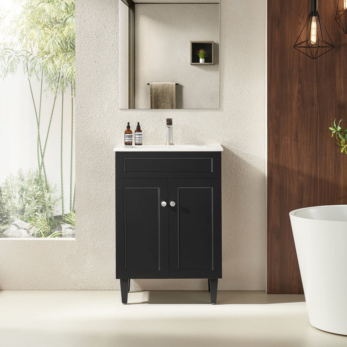 Harrington Floor PVC Cabinet Vanity 600mm (Matte Black)