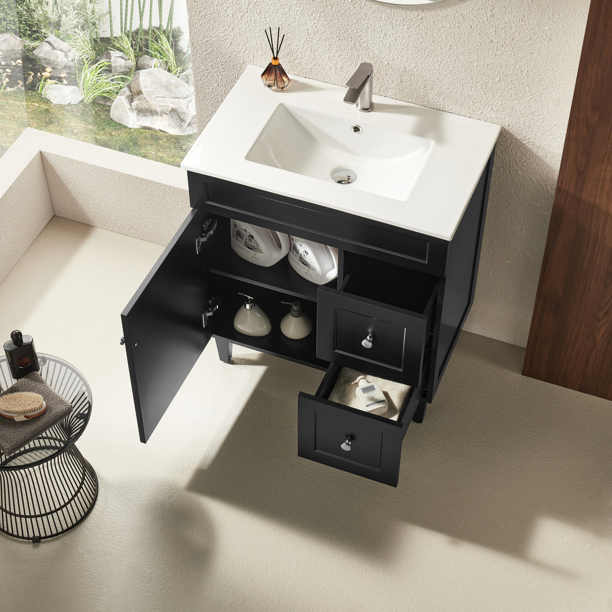 Harrington Floor PVC Cabinet Vanity 750mm (Matte Black)