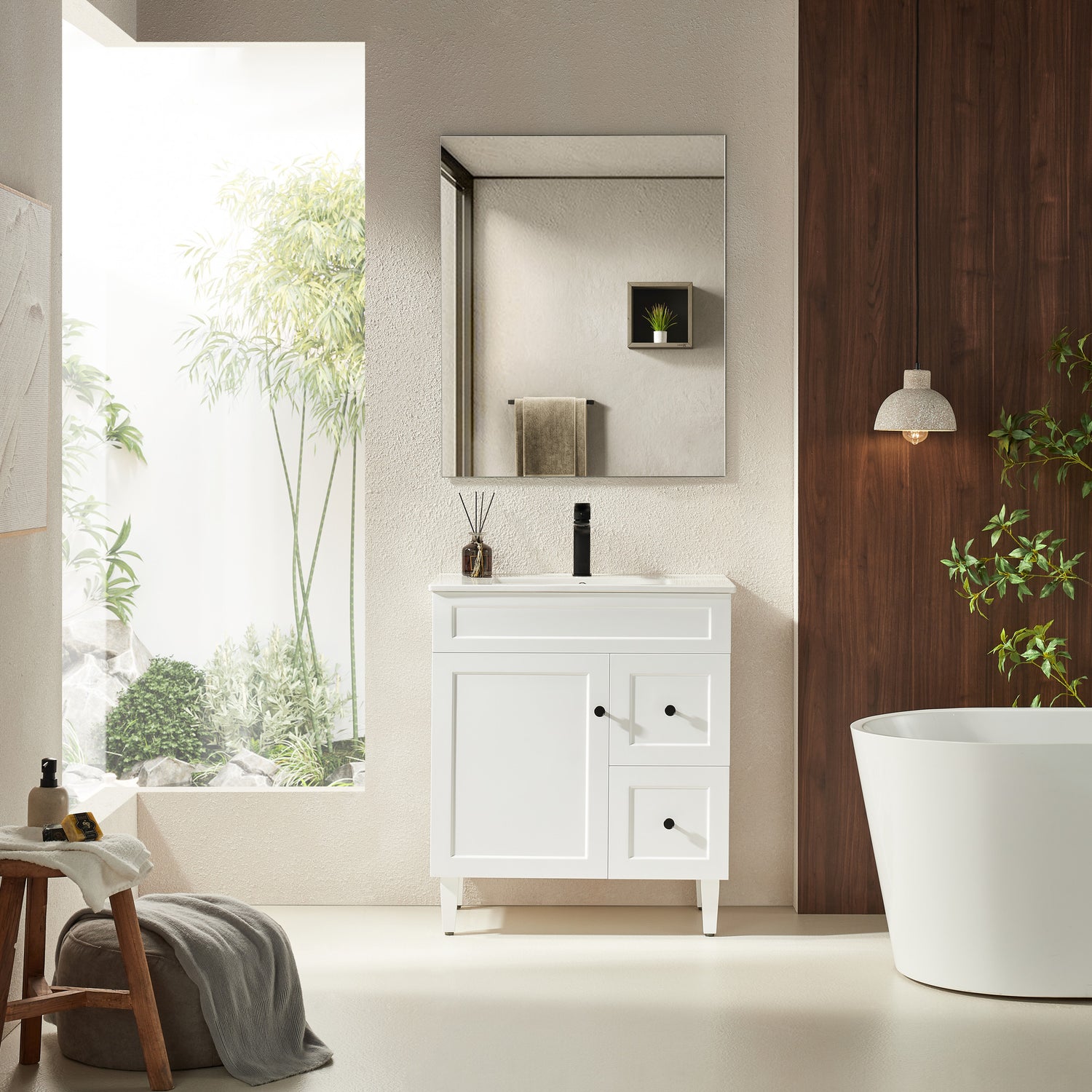 Harrington Floor PVC Cabinet Vanity 750mm (Matte White)
