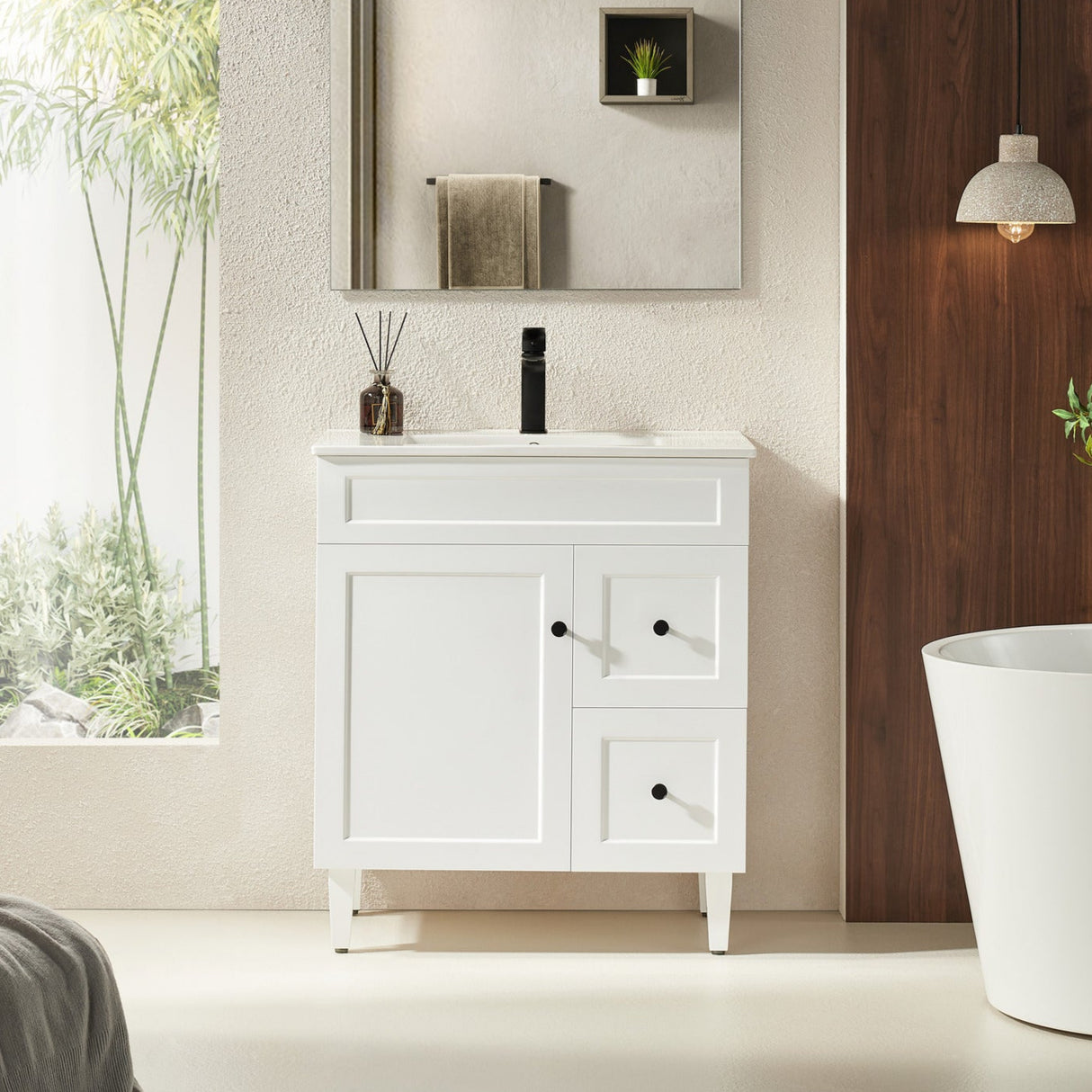Harrington Floor PVC Cabinet Vanity 750mm (Matte White)