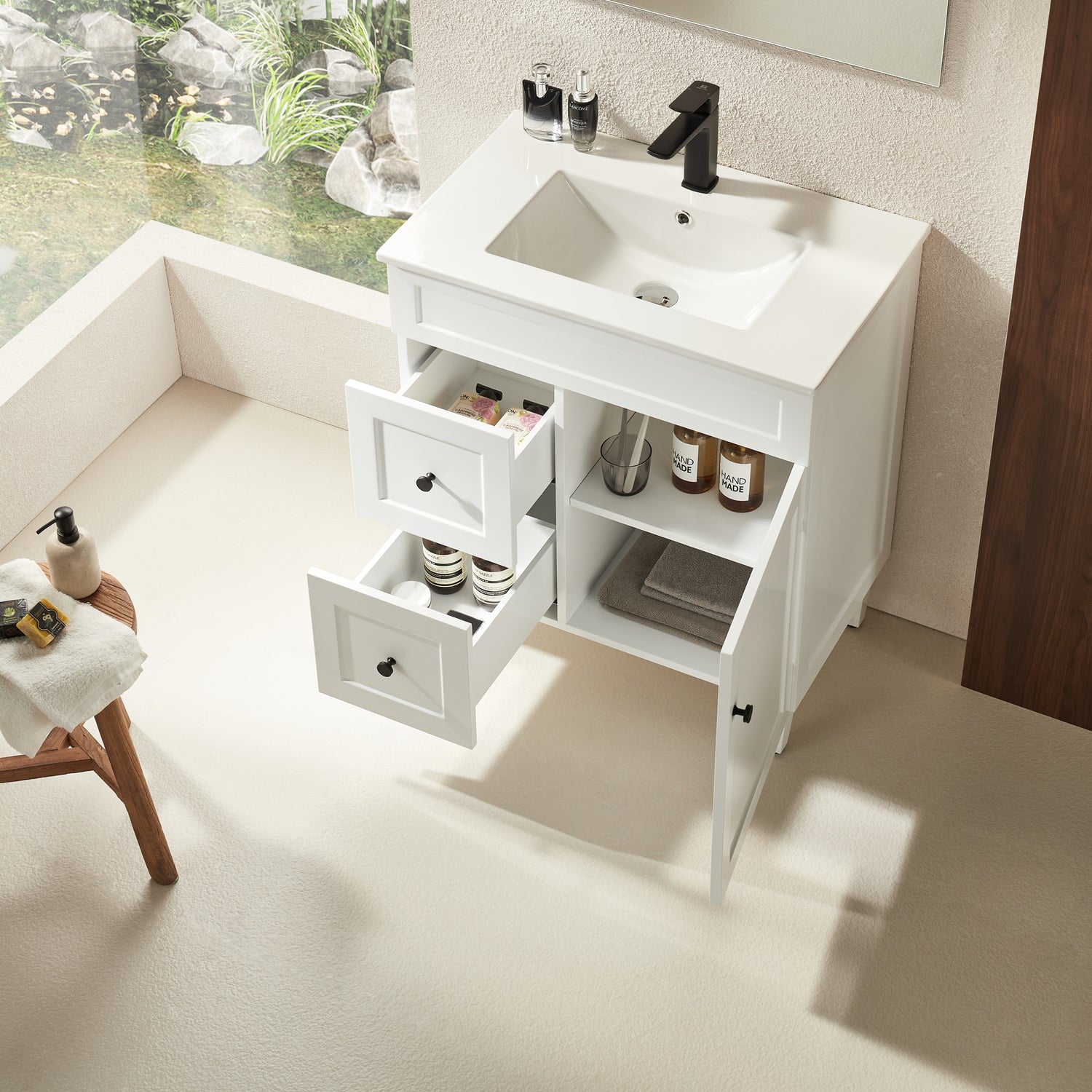 Harrington Floor PVC Cabinet Vanity 750mm (Matte White)