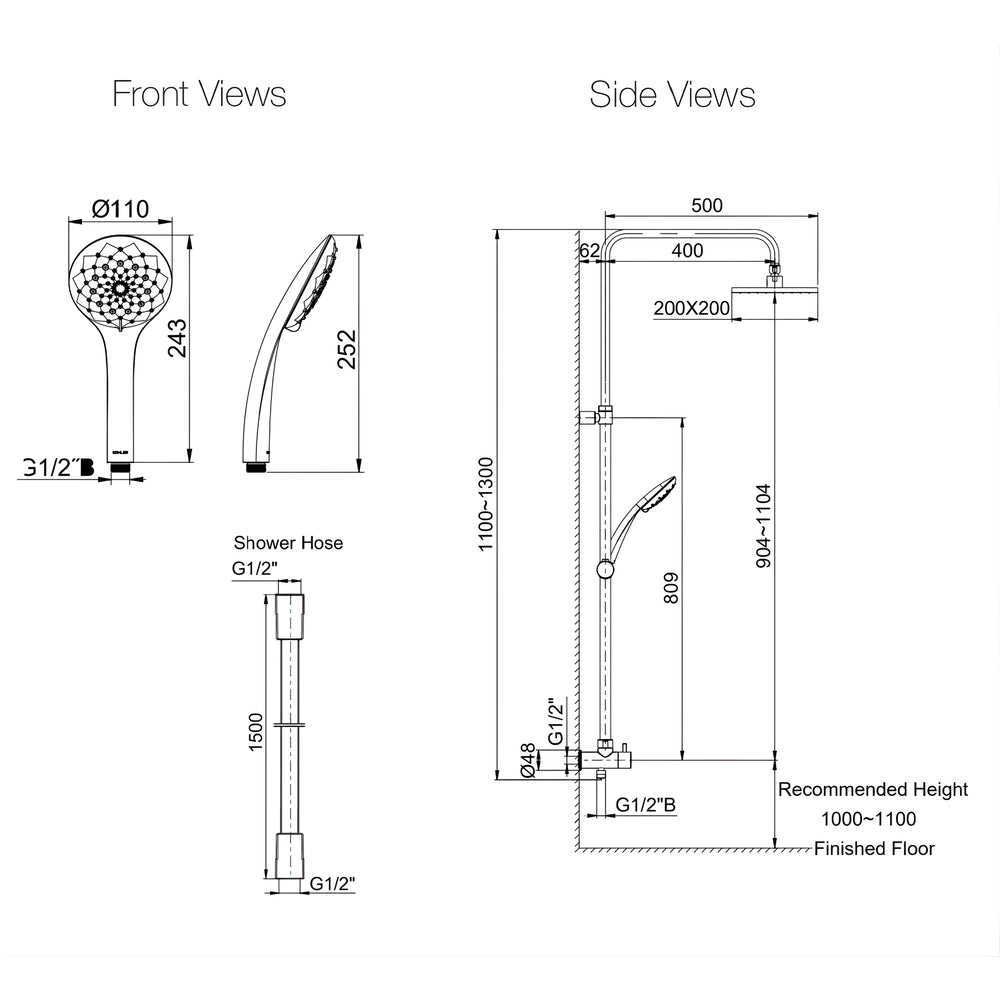 KOHLER Rain Duet® Renew Column - Square Shower Head