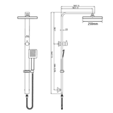 AQU 10'' Square Wide Rail Shower Station Top Water Inlet - Chrome