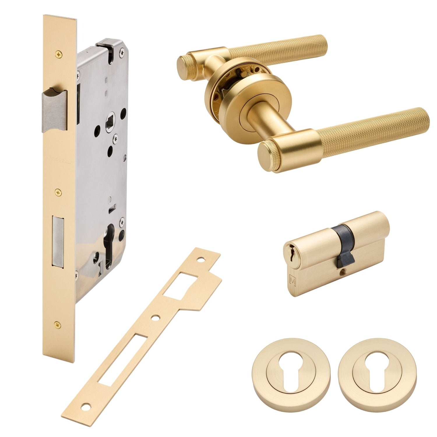 Manovella Entrance Door Kit- Rosedale-Satin Brass