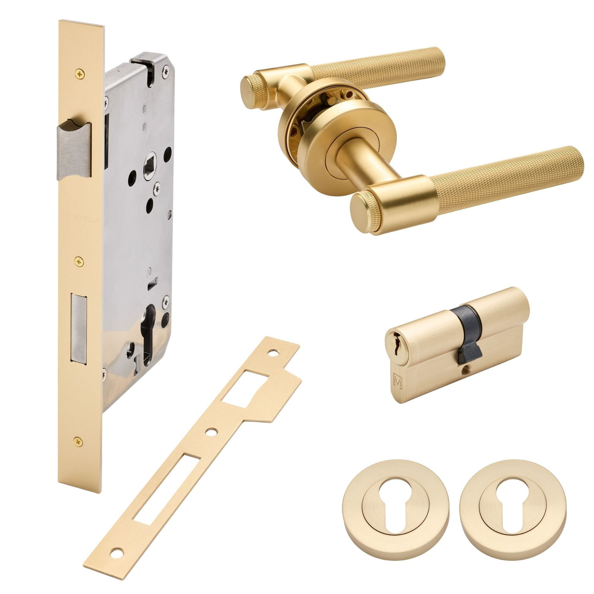 Manovella Entrance Door Kit- Rosedale-Satin Brass