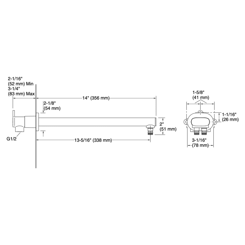 KOHLER Statement Dual Function Wall Mount Rainhead Arm - 355mm
