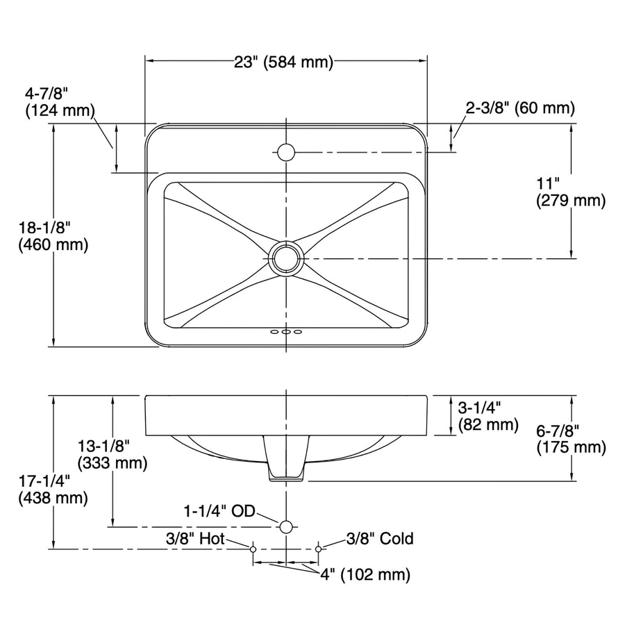 KOHLER Vox Rectangular Vessel Basin (584x460x175mm)