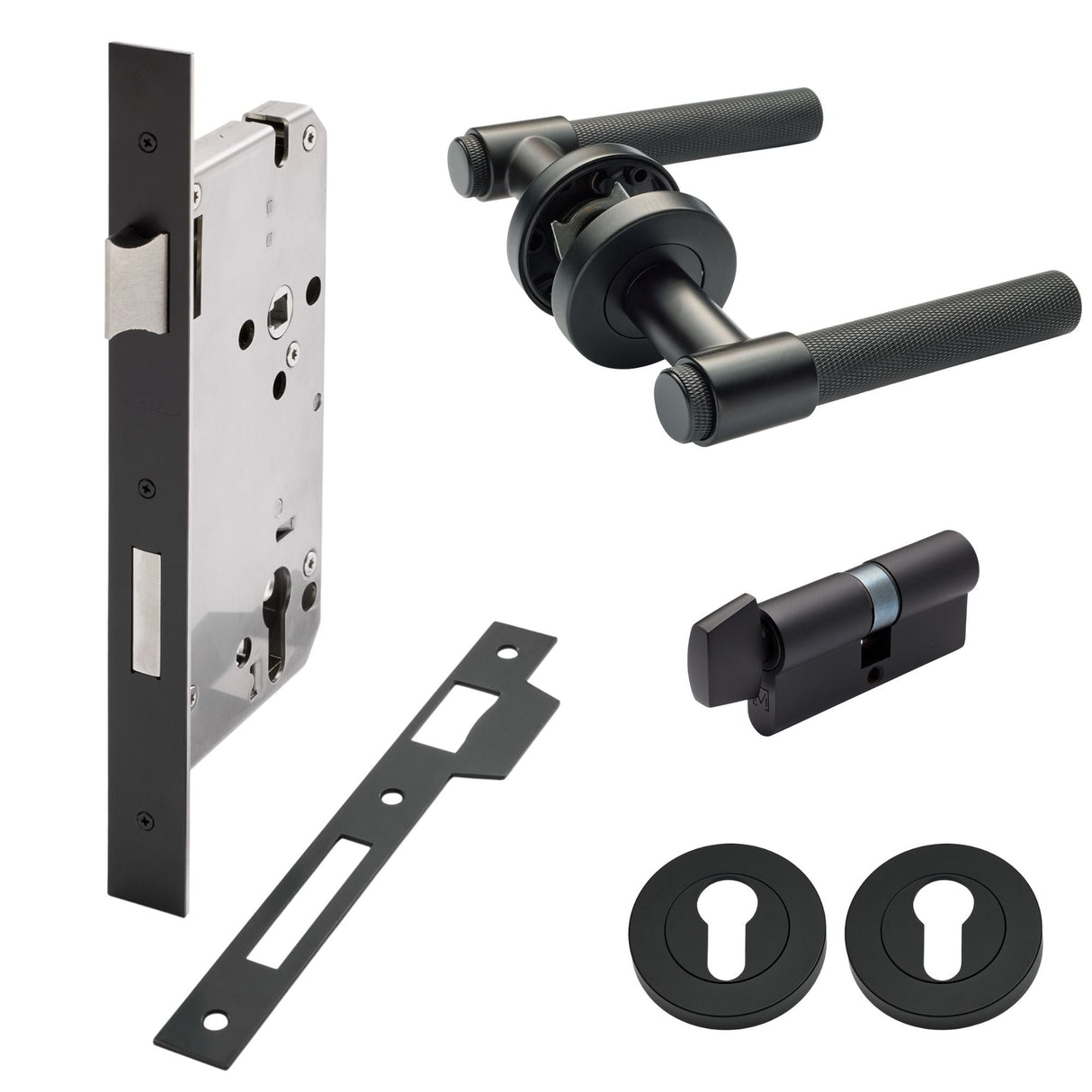 Manovella Entrance Door Kit- Rosedale-Matte Black