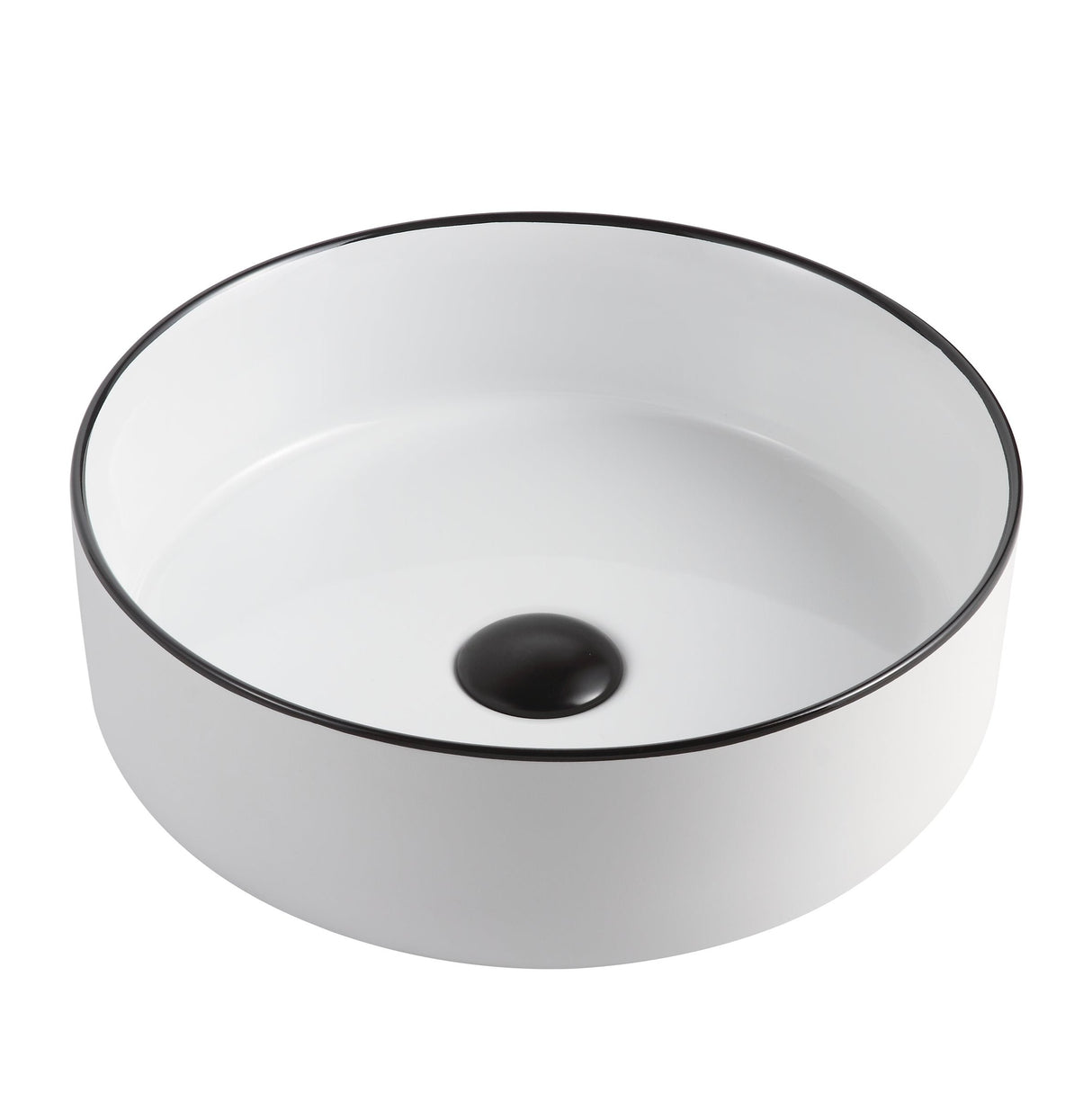 ABS Gloss White with Black Rim Basin (Round: 360x360x120)