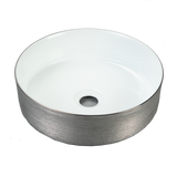 ABS Round Brushed Silver & Gloss White Basin (Round: 360x360x120)