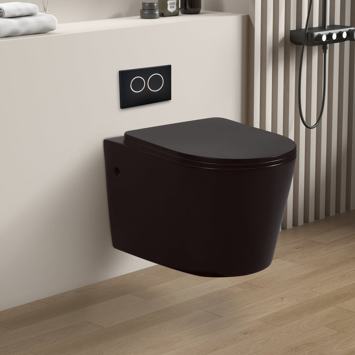 Avis Matte Black Rimless Wall Hung Matte Black Toilet