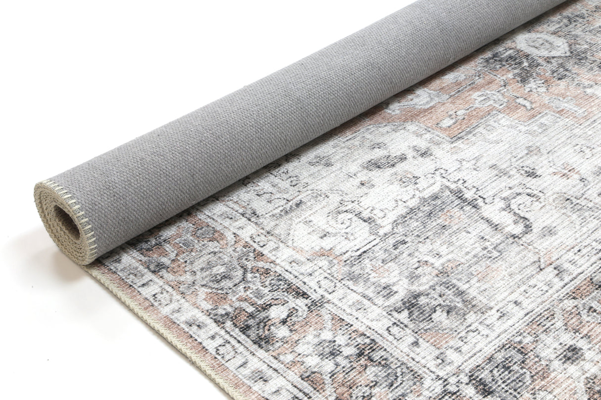 Distressed Vintage Cezanne Blush Washable Rug - VITAL 3082-11