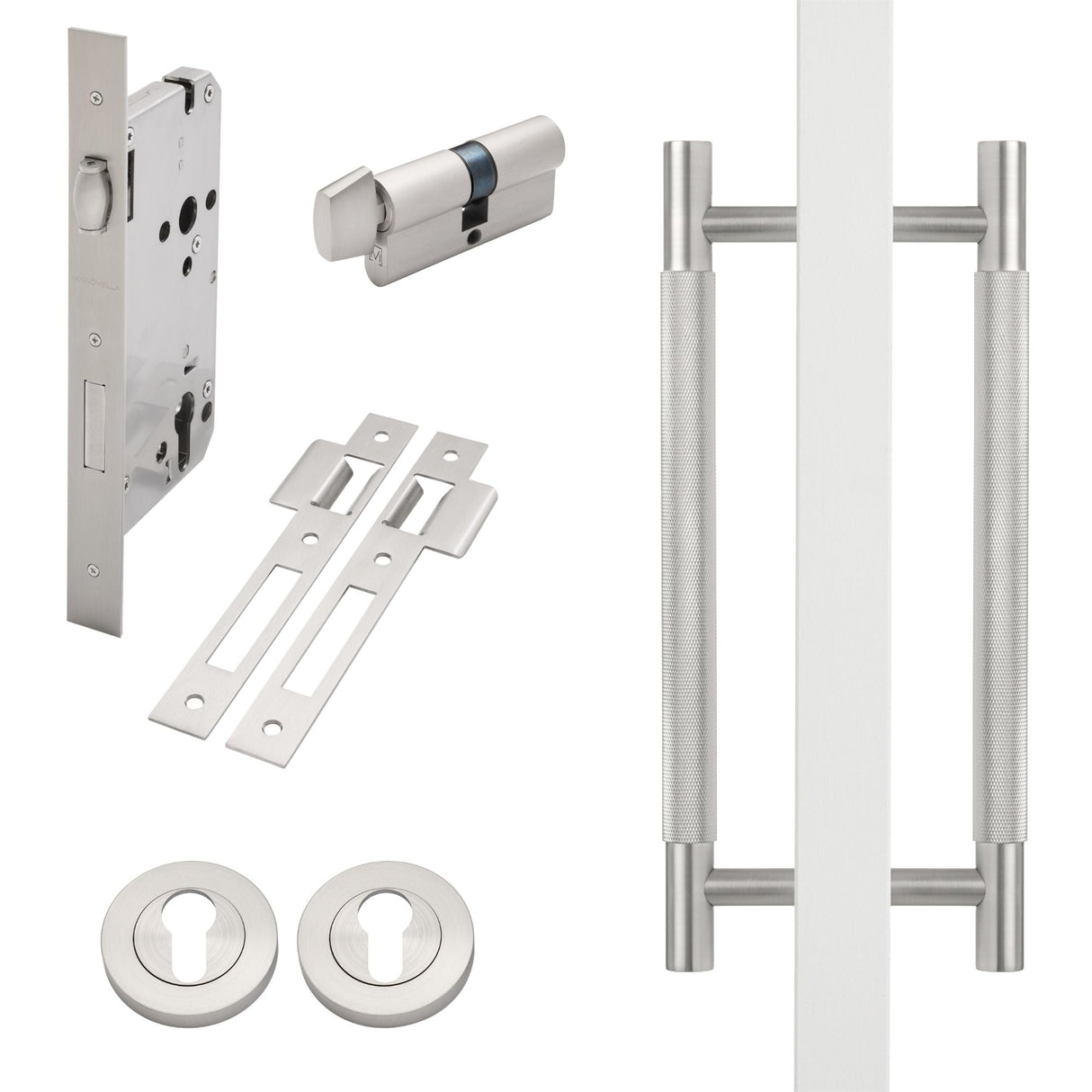 Manovella Entrance Roller Lock Kit - Charmian Pull-Brushed Nickel