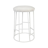 Aiden White Steel Kitchen Stool - Natural Linen