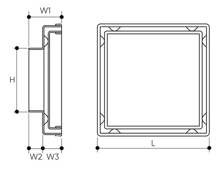 316 Stainless Steel Tile Insert Grate Square 80MM drawing