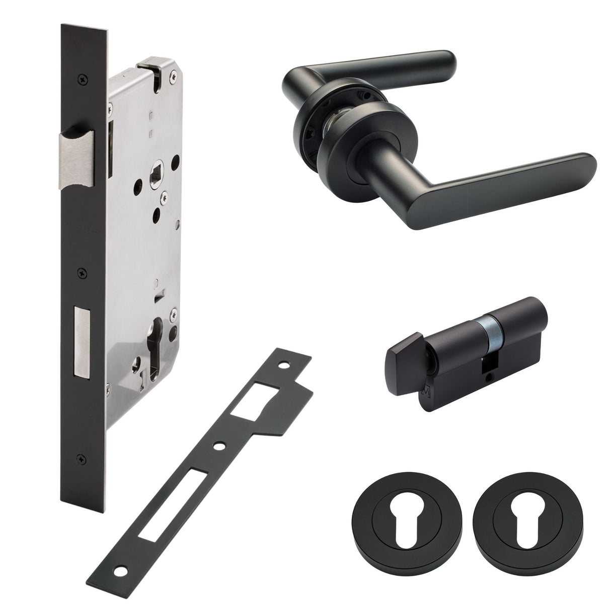 Manovella Entrance Door Kit- Fairhaven-Matte Black