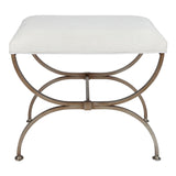 Novak Antique Gold Iron Stool -  Natural Linen