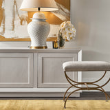 Novak Antique Gold Iron Stool -  Natural Linen