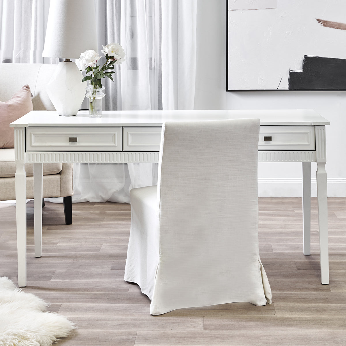 Brighton Slip Cover Dining Chair - White Linen