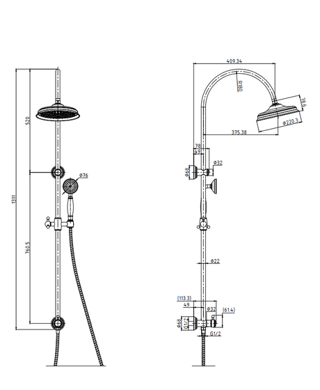 Clasico Combination Shower Set - Chrome