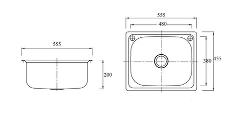 35L Stainless Steel Laundry Sink 555x455x200
