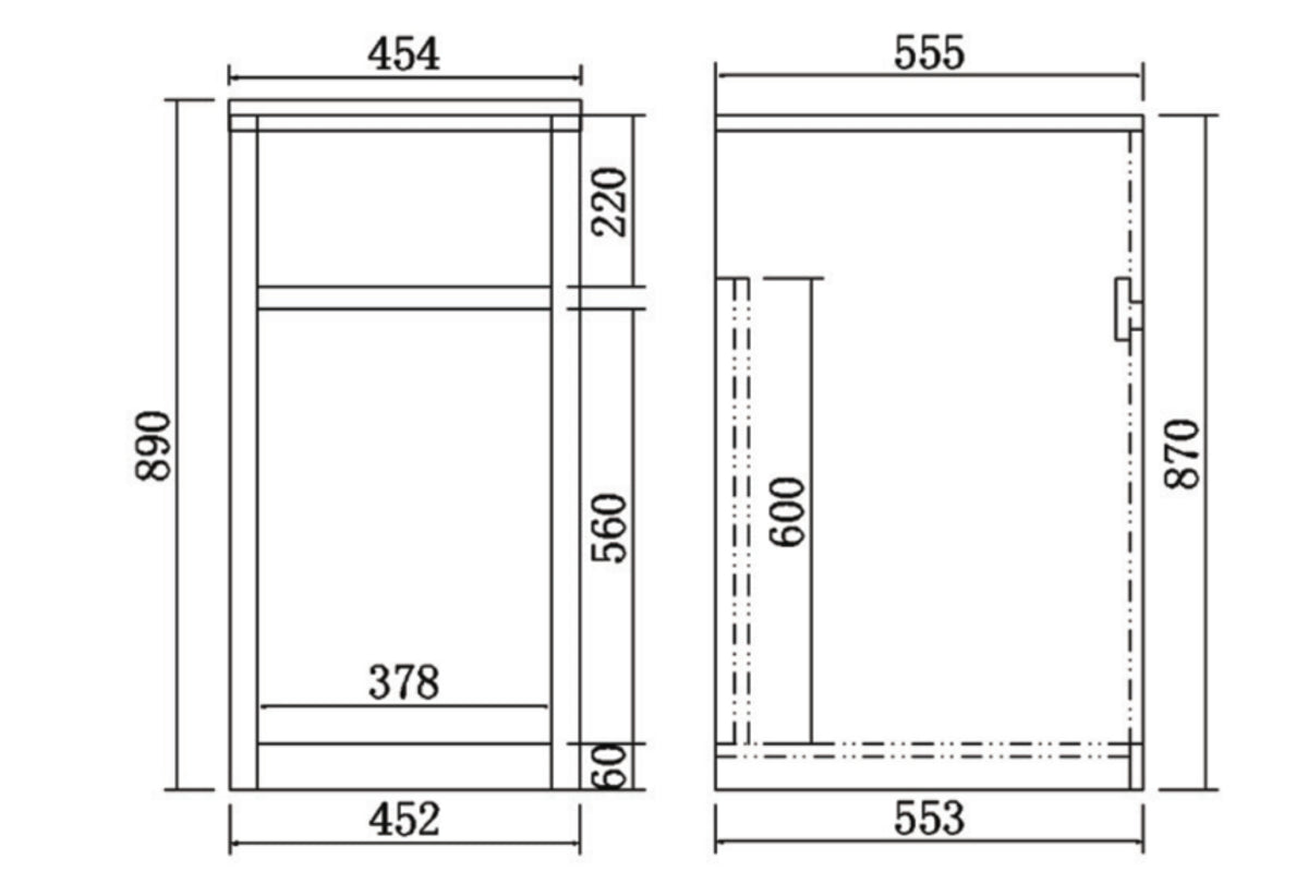 35L Laundry Tub and Cabinet (454x555x890)
