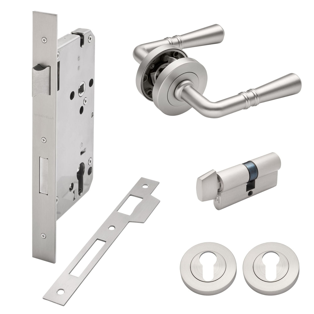 Manovella Entrance Door Kit- Lexton-Brushed Nickel