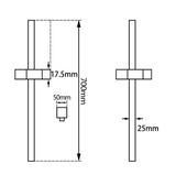 3 Functions Square Hand Held Shower Set With Rail - Chrome Technical Drawing