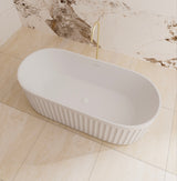 Cascade Solid Surface Stone Bathtub Oval with Overflow (Matte White) (1700mm)-Clearance