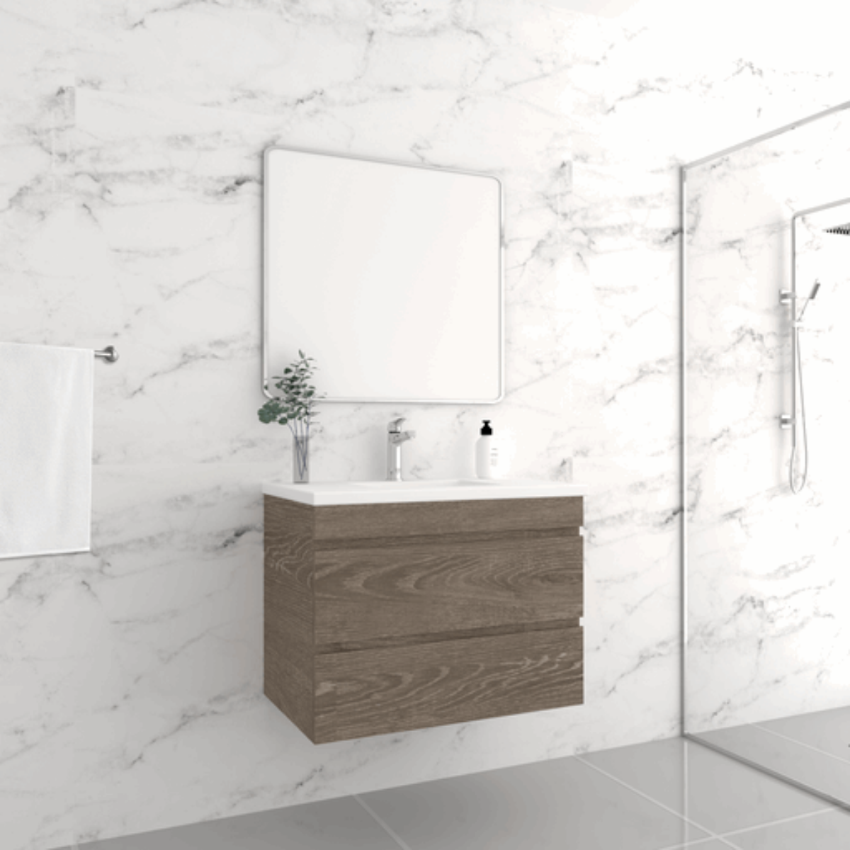 ABS DF Dark American Oak Wall Hung Vanity 750mm