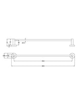Otus Slimline SS304 Towel Rail Single 600mm - Technical Drawing