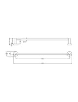 Otus Slimline SS304 Towel Rail Single 900mm - Technical Drawing