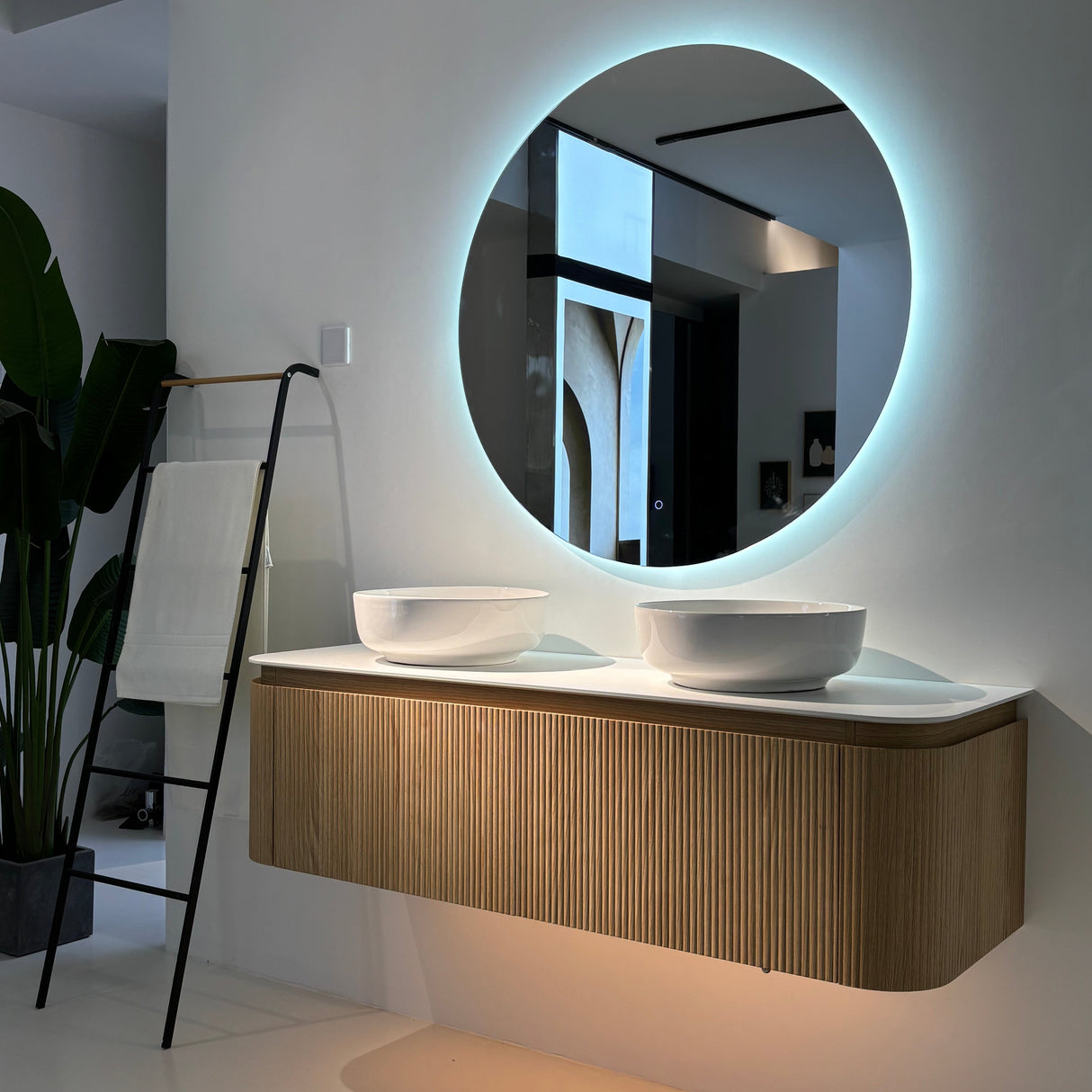 Waverton Wall Hung Curve Vanity Natural Oak (All Sizes)