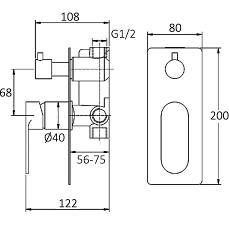 VETTO Shower/Wall Mixer with Diverter - Brushed Nickel
