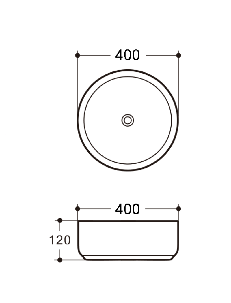 Round Ceramic Fluted Above Counter Basin