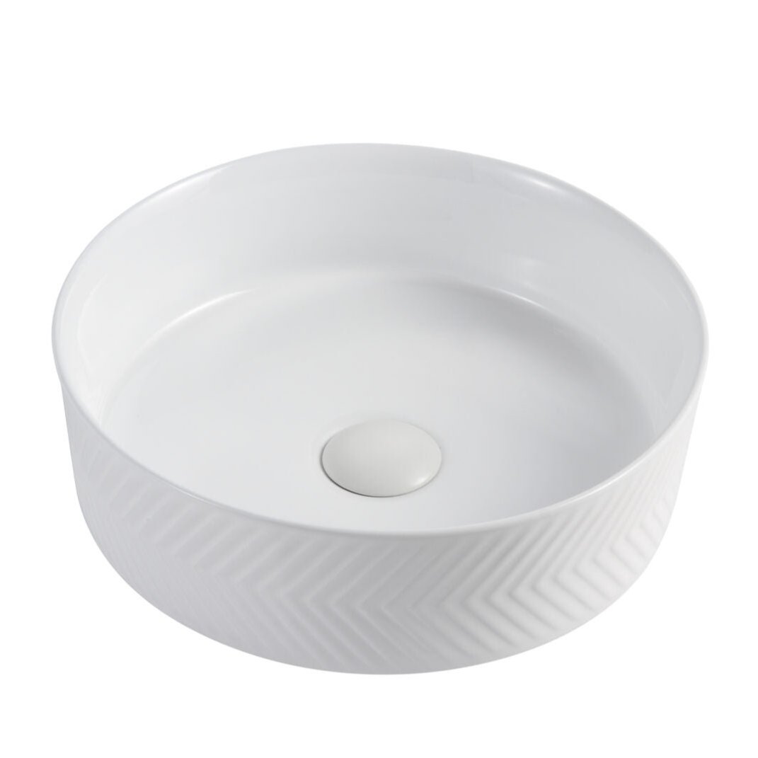 ABS Gloss White Diagonal Pattern  Basin (Round: 360x360x120)