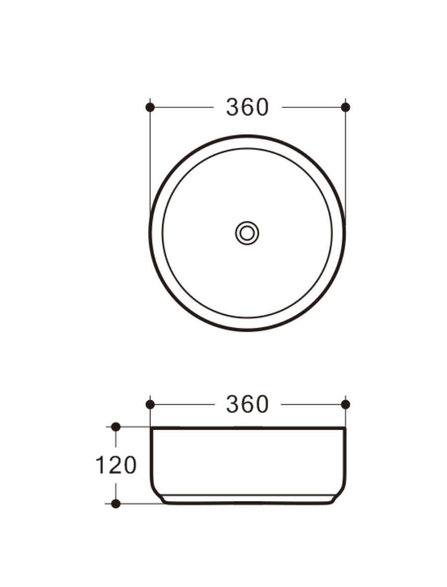 ABS Brushed Silver & Matt Black  Basin (Round: 360x360x120)