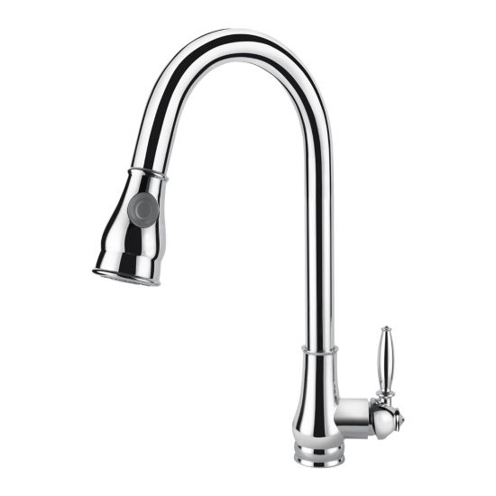 Round Vintage Pull Out Kitchen Sink Mixer Tap - Chrome