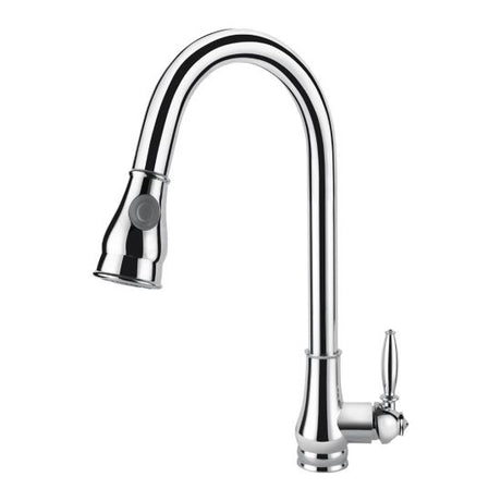 Round Vintage Pull Out Kitchen Sink Mixer Tap - Chrome