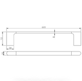 Cora Single Towel Rail 800 mm - Technical Drawing
